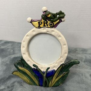 Vintage Blue Sky Clayworks Pro Golf Motif Frog Photo Frame By Heather Goldminc